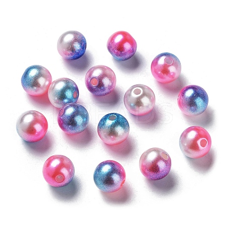 Rainbow ABS Plastic Imitation Pearl Beads OACR-Q174-5mm-14-1