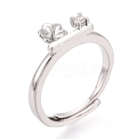 Flower Brass Micro Pave Cubic Zirconia Cup Peg Ring Settings KK-N274-31P-1
