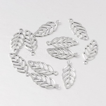 Non-Tarnish Hollow Leaf 316 Surgical Stainless Steel Filigree Charms X-STAS-M258-06-1