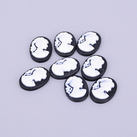 Resin Cameo Lady Head Cabochons CRES-WH0002-01A-1