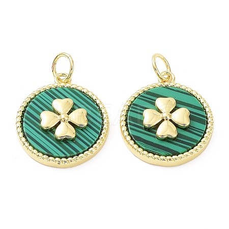 Rack Plating Synthetic Malachite Pendants KK-B076-05G-01-1-1