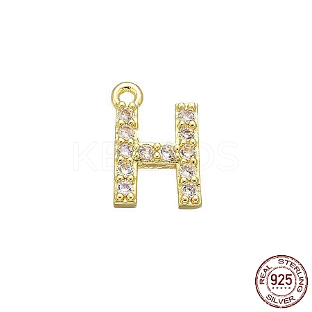 Real 18K Gold Plated 925 Sterling Silver Micro Pave Clear Cubic Zirconia Charms STER-P054-10G-H-1