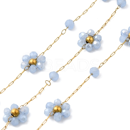 Handmade 304 Stainless Steel Beaded Chains CHS-L031-08G-01-1