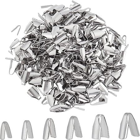 480Pcs 6 Styles 304 Stainless Steel Clamp Cord Ends STAS-UN0023-32-1