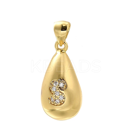 Rack Plating Brass Micro Pave Cubic Zirconia Pendants KK-L226-102G-S-1