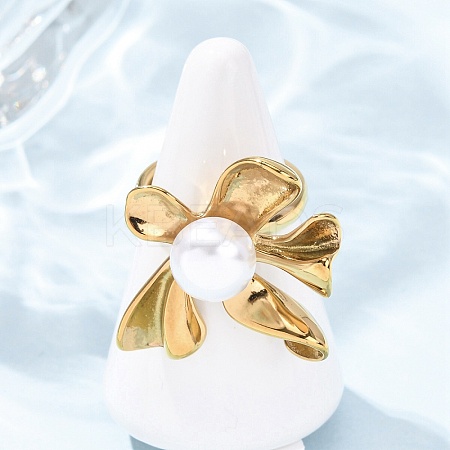 Opaque Acrylic Imitation Pearl Finger Rings RJEW-P177-03A-G-1