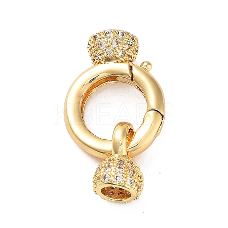 Rack Plating Brass Micro Pave Cubic Zirconia Fold Over Clasps ZIRC-P117-02A-G-1