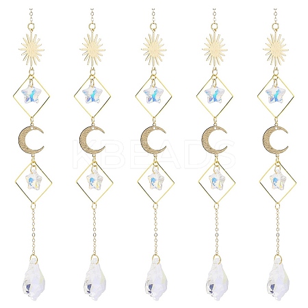 Electroplate Glass Star & Teardrop Window Hanging Suncatchers HJEW-JM00850-1