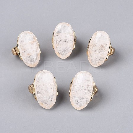 Natural Quartz Crystal Stretch Finger Rings RJEW-N055-01F-1
