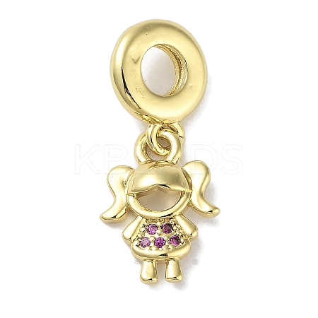 Rack Plating Brass Pave Cubic Zirconia European Dangle Charms X-KK-R163-08B-G-1