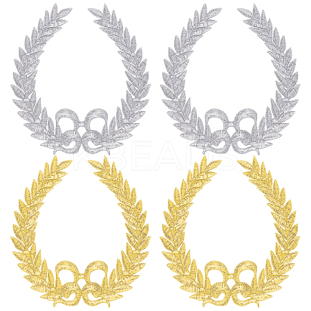 AHADEMAKER 4Pcs 2 Colors Polyester Embroidery Olive Wreath Clothing Patches DIY-GA0003-40-1