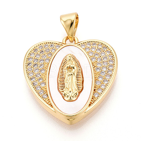 Brass Micro Pave Clear Cubic Zirconia Pendants KK-N268-22G-1