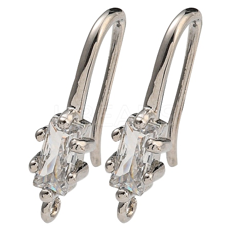 Brass Pave Clear Cubic Zirconia Earring Hooks KK-R149-20P-1