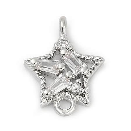 Brass Clear Cubic Zirconia Connector Charms KK-Z094-03P-02-1