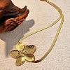 304 Stainless Steel Flower Pendant Necklaces for Women NJEW-D337-02G-1
