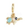 Brass Pave Blue Cubic Zirconia European Dangle Charms KK-N271-34G-1
