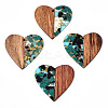 Transparent Resin & Walnut Wood Pendants RESI-TAC0017-73-A02-1
