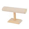 Velvet T-Bar Bracelet Display Stands  with Wooden Base BDIS-WH0010-03B-1