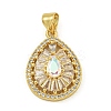 Rack Plating Brass Pave Cubic Zirconia Pendants KK-U029-28G-04-1