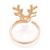 Antler Brass Micro Pave Clear Cubic Zirconia Cuff Ring Settings KK-T076-26G-3