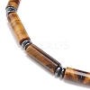 Natural Tiger Eye Column & Synthetic Hematite Stretch Bracelet BJEW-JB08458-01-5
