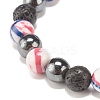 Natural Lava Rock & Synthetic Hematite & Ocean White Jade(Dyed) Round Beaded Stretch Bracelet BJEW-JB07972-01-4