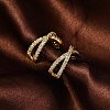 Rack Plating Brass Micro Pave Clear Cubic Zirconia Cuff Earrings EJEW-H147-06G-2