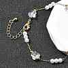 Brass & Glass Link Chain Bracelets for Women BJEW-F517-02G-01-2