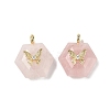 Natural Rose Quartz Faceted Pendants G-P585-01G-09-1