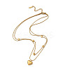 304 Stainless Steel Cable & Round Snake Chains Double Layer Necklace LS-NJEW-Z028-03G-1