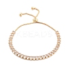 Brass Pave Clear Cubic Zirconia Horse Eye Box Chain Slider Bracelets BJEW-B094-06B-G-1