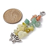 Alloy Charms & Natural Gemstone Chips Beaded Pendant Decoration HJEW-JM01208-3
