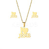 Word I Love Jesus 304 Stainless Steel Pendant Necklaces & Stud Earrings Sets FS-WGBBC94-01-5