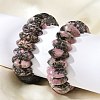 Bicone Natural Rhodonite Beads Stretch Bracelets for Women Men BJEW-C097-05B-3