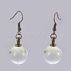 Dried Dandelion Inside Glass Bead Dangle Earrings EJEW-JE02764-1