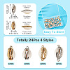 24Pcs 4 Styles Electroplate Cowrie Shell Link Connectors Charms and Pendants SHEL-TA0001-25-4