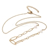 304 Stainless Steel & Glass Pearl Oval Link Chain Necklaces for Women NJEW-A045-04G-1-4