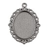 Tibetan Style Oval Alloy Pendant Cabochon Settings TIBEP-Q054-44B-RS-1
