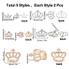 10Pcs 5 Style Alloy Rhinestone Cabochons ALRI-SC0001-18-2
