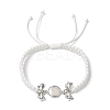 Flat Round Natural Pearl & Polyester Cord Braided Bracelets BJEW-JB10422-1
