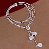 Popular Silver Color Plated Brass 3-strand Snake Chain Necklaces NJEW-BB12689-1