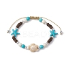 Starfish & Tortoise Synthetic Turquoise Braided Bead Bracelet BJEW-JB09967-01-1