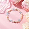 Bohemia Style Natural Fossil & Freshwater Shell & Glass Beads Stretch Bracelets for Women BJEW-JB11865-02-1