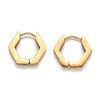 304 Stainless Steel Hexagon Huggie Hoop Earrings STAS-H156-03A-G-2