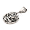 316L Stainless Steel Tibetan Style Rhinestone Pendants LS-STAS-D096-01A-AS-2