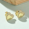 Brass Micro Pave Clear Cubic Zirconia Stud Earrings for Women EJEW-U034-02G-02-2