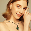FIBLOOM 2 Sets 2 Colors Teardrop with Flower Glass Dangle Earrings & Pendant Necklace SJEW-FI0001-14-7