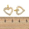 Heart Rack Plating Brass Micro Pave Cubic Zirconia Charms KK-U021-13A-G-3