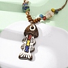 Ceramic Fish Pendant Adjustable Waxed Cord Necklaces for Women LS-NJEW-B146-02-1