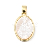 Brass Pave Carved Natural White Shell Religion Oval Pendants KK-D367-04G-B-1